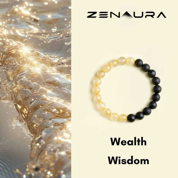 Aromatic Water Element & Citrine Bracelet Fengshui Yinyang Bracelet - 图片 2