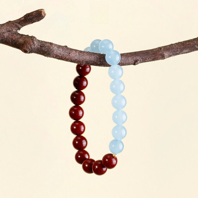 Aromatic Fire Element & Blue Crystal Bracelet Fengshui Yinyang Bracelet - 图片 4