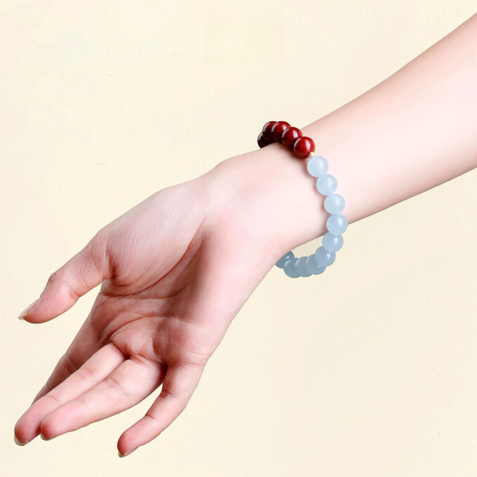 Aromatic Fire Element & Blue Crystal Bracelet Fengshui Yinyang Bracelet - 图片 3