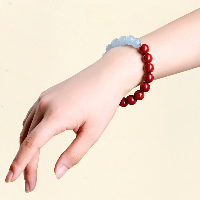Aromatic Fire Element & Blue Crystal Bracelet Fengshui Yinyang Bracelet - 图片 2