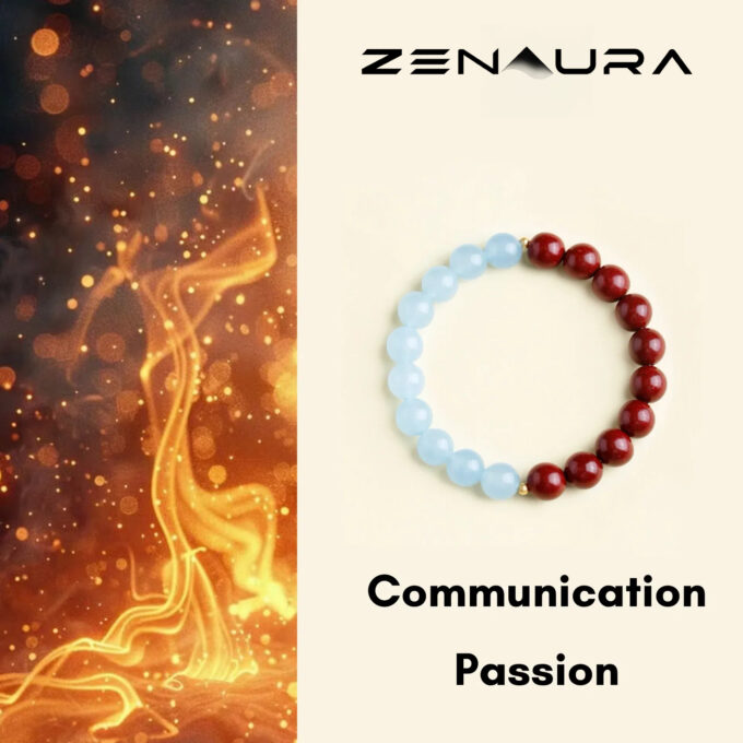 Aromatic Fire Element & Blue Crystal Bracelet Fengshui Yinyang Bracelet